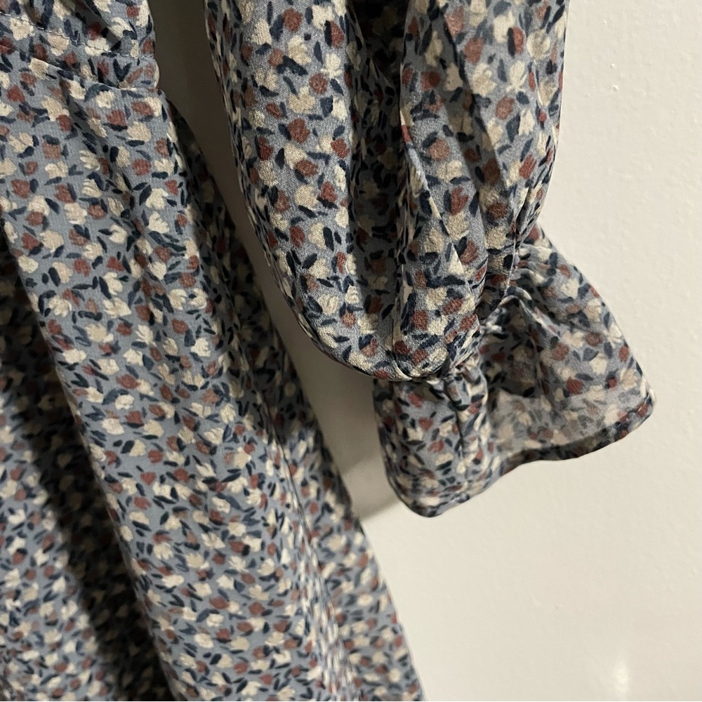 Reitmans Pale Blue Floral Long Sleeve Dress M - Picture 5 of 7